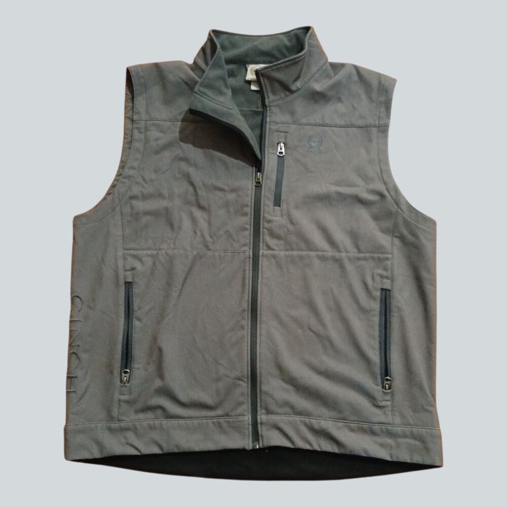 Cinch Men's Full Zip Vest Gray Size XXL Softshell Fleece Lined Western